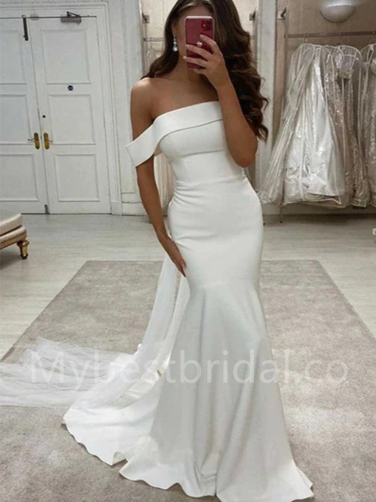 Elegant Off shoulder Strapless Mermaid Lace applique Wedding Dresses, WDY0294