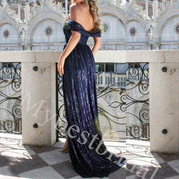 Sexy Sweetheart Off shoulder Side slit Sheath Long Prom Dress,PDS1042
