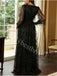 Elegant V-neck Long sleeves Side slit A-line Prom Dresses,PDS0835