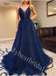 Elegant V-neck Sleeveless A-line Prom Dresses,PDS0980