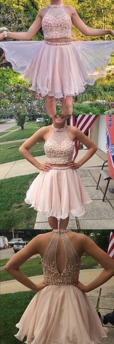 Stunning Two Pieces Beading Short Cheap Homecoming Dresses Online, BDY0277