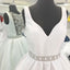 Sexy See Through V Neck Short Rhinestone White Homecoming Dresses 2018, BDY0257