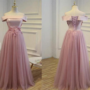 Outlet Morden Pink Long Prom Evening Dress With Lace Up Sequin Tulle Floor-length Dresses  , PDY0175