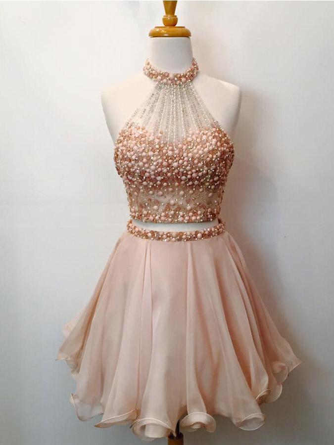 Stunning Two Pieces Beading Short Cheap Homecoming Dresses Online, BDY0277