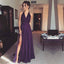 Purple Chiffon Side Slit Long Evening Prom Dresses, bridesmaid dresses,Wedding Party Dresses,WGY0126