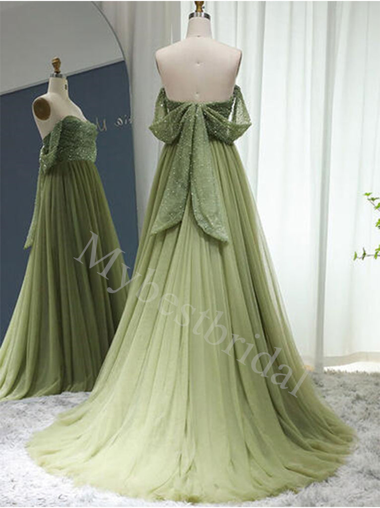 Elegant Sweetheart Off shoulder A-line Prom Dresses,PDS0809