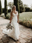 Simple V-neck Sleeveless Mermaid Lace applique Wedding Dresses, WDY0224