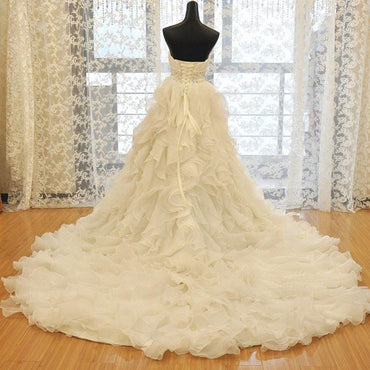 Strapless Organza A-line Ruffle Custom Wedding Dresses Online, WDY0227