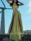 Elegant Halter Side slit A-line Prom Dresses , PDS0415