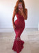 Sexy Spaghetti straps V-neck Mermaid Prom Dresses, PDS0548