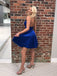 Simple Royal Blue Spaghetti Straps Short Cheap Homecoming Dresses Under 100, BDY0349