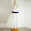 Illusion Lace Tulle Flower Girl Dresses with Navy Belt, Affordable Flower Girl Dresses, FGY0130