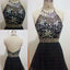 Black vintage halter open back unique sexy homecoming prom dress,BDY0109