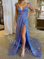 Elegant V-neck Sleeveless Side slit A-line Prom Dresses,PDS0982