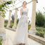 Light Grey V-neck Lace Long A-line Prom Dresses, Simple Elegant Prom Dresses, BG0349
