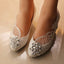 Handmade Middle Heels Pointed Toe Lace Crystal Wedding Bridal Shoes, SY0113