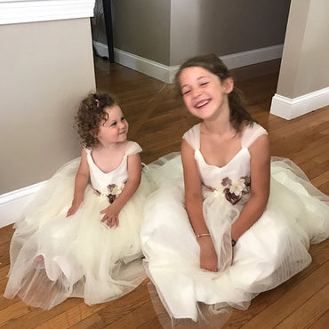 Ivory Tulle Flower Belt Flower Girl Dresses, Popular Little Girl Dresses, FGY0138