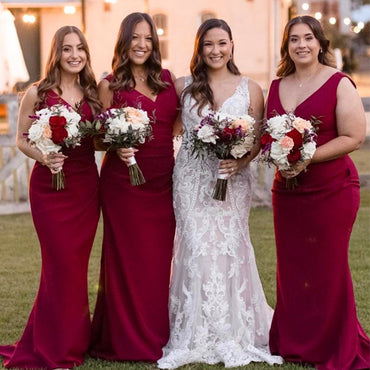 New Arrival V-neck Mermaid Long Cheap Bridesmaid Dresses, BDS0136