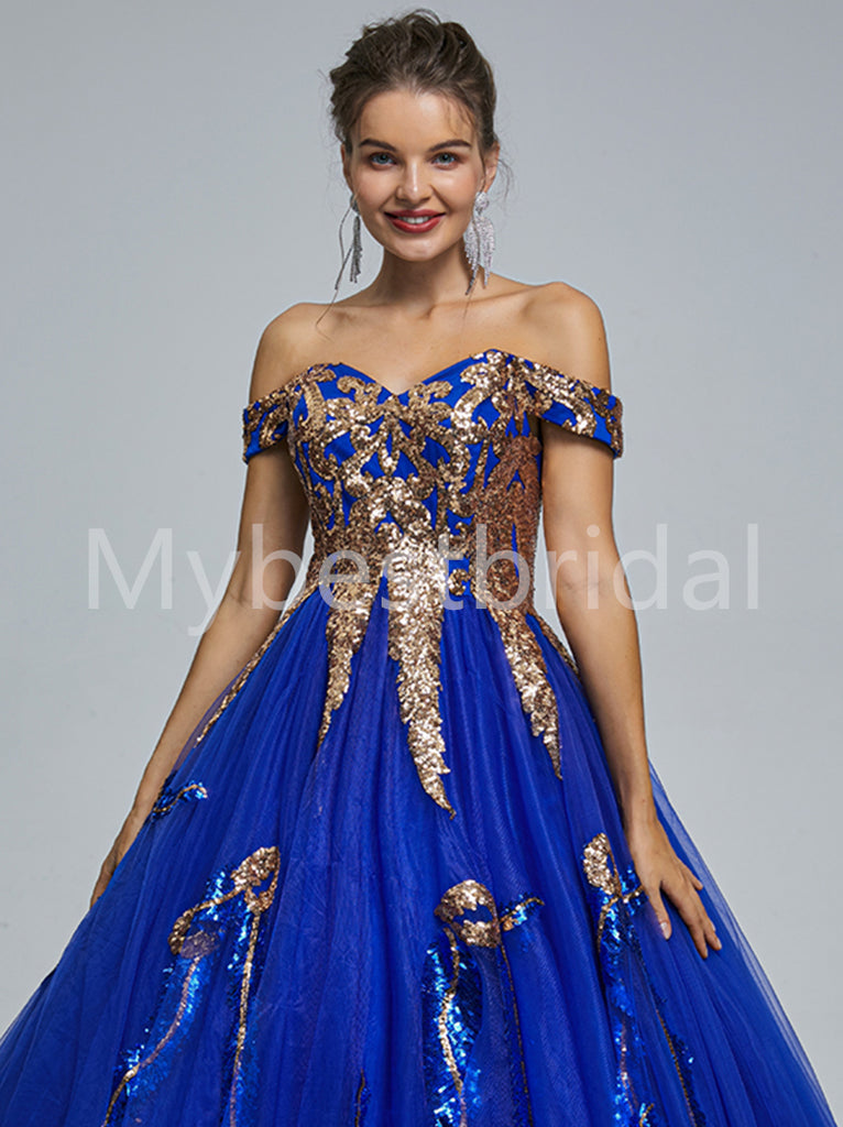 Elegant Off shoulder Sleeveless A-line Prom Dresses,PDS0520