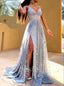 Sexy V-neck Sleeveless Side slit A-line Prom Dresses,PDS0583