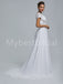 Elegant Cap sleeves V-neck A-line Lace applique Wedding Dresses, WDY0271