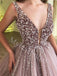 Elegant V-neck Sleeveless A-line Prom Dresses,PDS0919