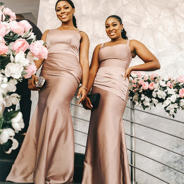 Spaghetti Strap Mermaid Floor-length Long Bridesmaid Dresses, BDS0154