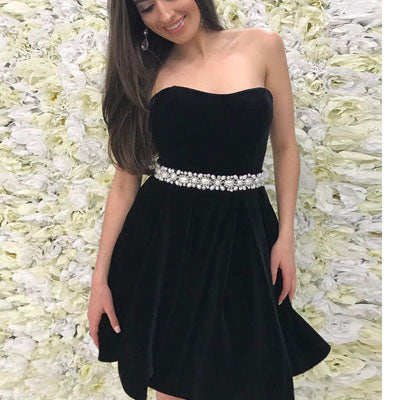 Black Simple Pearls Beaded Belt Cheap Short Homecoming Dresses homecom mybestbridal Black Simple Pearls Beaded Belt Cheap Short Homecoming Dresses homecom mybestbridal