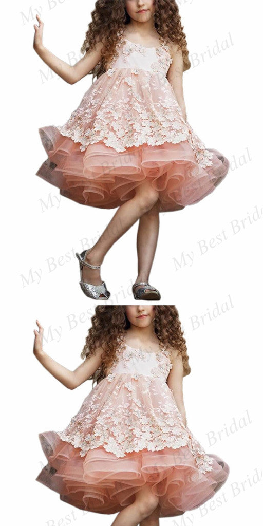 A-line Pink Tulle Short Flower Girl Dresses,Cheap Flower Girl Dresses ,FGY0246