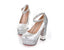 Fashion High Heels Round Pointed Toe Sequin Wedding Bridal Shoes, SY0106