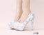 Handmade High Heels Round Toe Blue Lace Crystal Wedding Shoes, SY0111