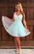 Cheap Simple Cute V Neck Mint Homecoming Dresses 2018,BDY0172