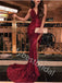 Sexy Spaghetti-straps Sleeveless Side slit Mermaid Prom Dresses,PDS0741