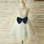 Ivory Beautiful Lace and Tulle Sleeveless Scoop Cheap Flower Girl Dresses with Bow, FGY0131