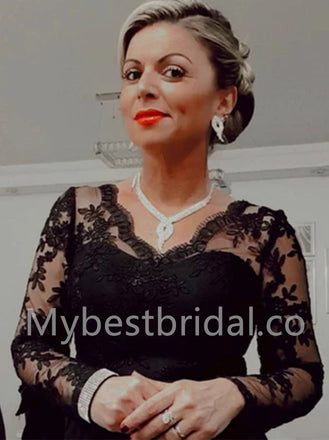 Elegant V-neck Long sleeves A-line Prom Dresses, PDS0539