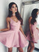 Dusty Pink V Neck Simple Short Cheap Homecoming Dresses Under 100, BDY0274