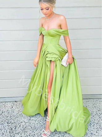 Sexy Sweetheart Off shoulder Side slit A-line Prom Dresses,PDS0762
