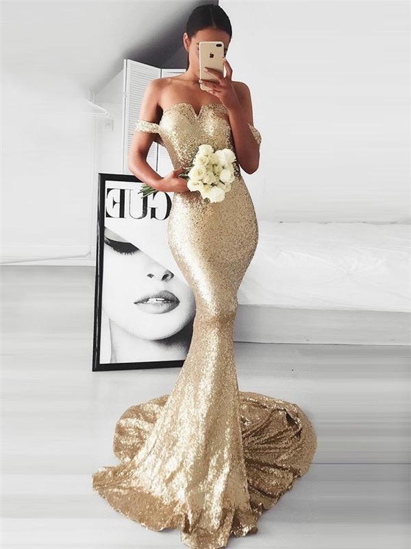 Off Shoulder Mermaid Sequin Prom Dresses, Sexy Prom Dresses, Cheap Prom Dresses, BG0436