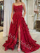 Elegant Square Sleeveless Side slit A-line Prom Dresses,PDS0988