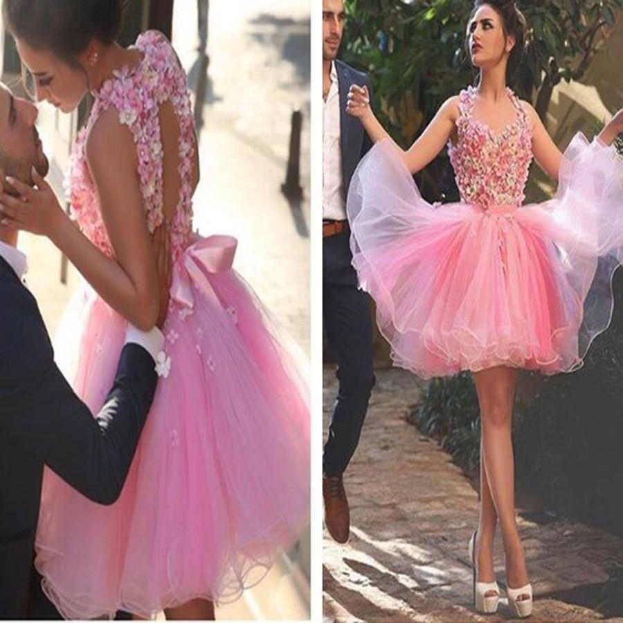Blush pink appliques lovely casual freshman graduation homecoming prom dress,BDY0116
