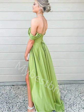 Sexy Sweetheart Off shoulder Side slit A-line Prom Dresses,PDS0762