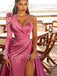 Elegant One shoulder Side slit A-line Prom Dresses, PDS0542