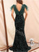 Elegant V-neck Sleeveless Mermaid Prom Dresses,PDS0838