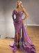 Sexy One-shoulder Sweetheart Side slit Mermaid Prom Dresses , PDS0422