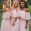 Light Blush Pink Chiffon Cheap Long Bridesmaid Dresses Online, WGY0222