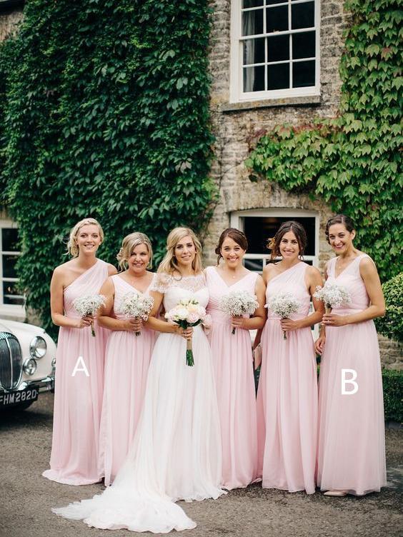 Mismatched Chiffon Pale Pink Long Cheap Bridesmaid Dresses Online, WGY mybestbridal Mismatched Chiffon Pale Pink Long Cheap Bridesmaid Dresses Online, WGY mybestbridal