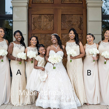 Lace sleeveless Mermaid Elegant Simple Long Bridesmaid Dressess, BDS0279