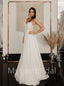 Simple V-neck Spaghetti straps Backless A-Line Lace Wedding Dresses, WDY0189