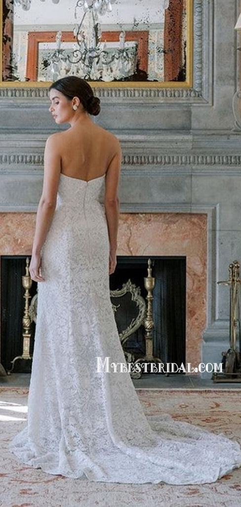 Elegant Sleevesless Straight Mermaid Long Wedding Dresses Online,PDY0146