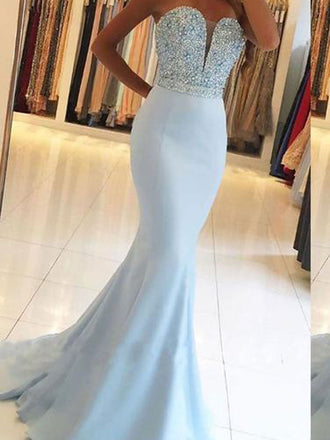 Strapless Sweetheart Mermaid Prom Dresses with Beaded Bodice Evening Dress,PDY0242